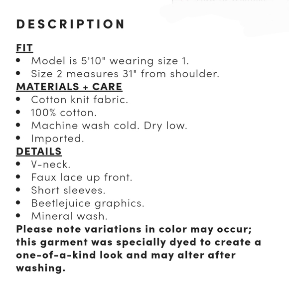 TORRID BEETLEJUICE Maitland Icon Lace-Up Black Mineral Wash Top! NWT! - Picture 9 of 10